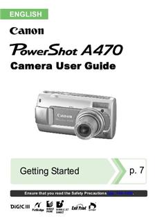 Canon PowerShot A470 Printed Manual
